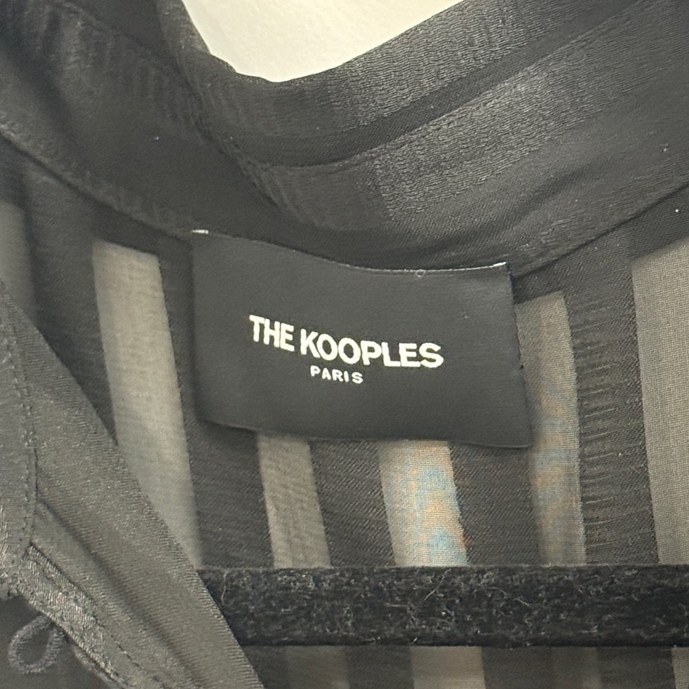 The Kooples Sheer Button Down Blouse Size‎ 1 Small Striped Black - Picture 2 of 3
